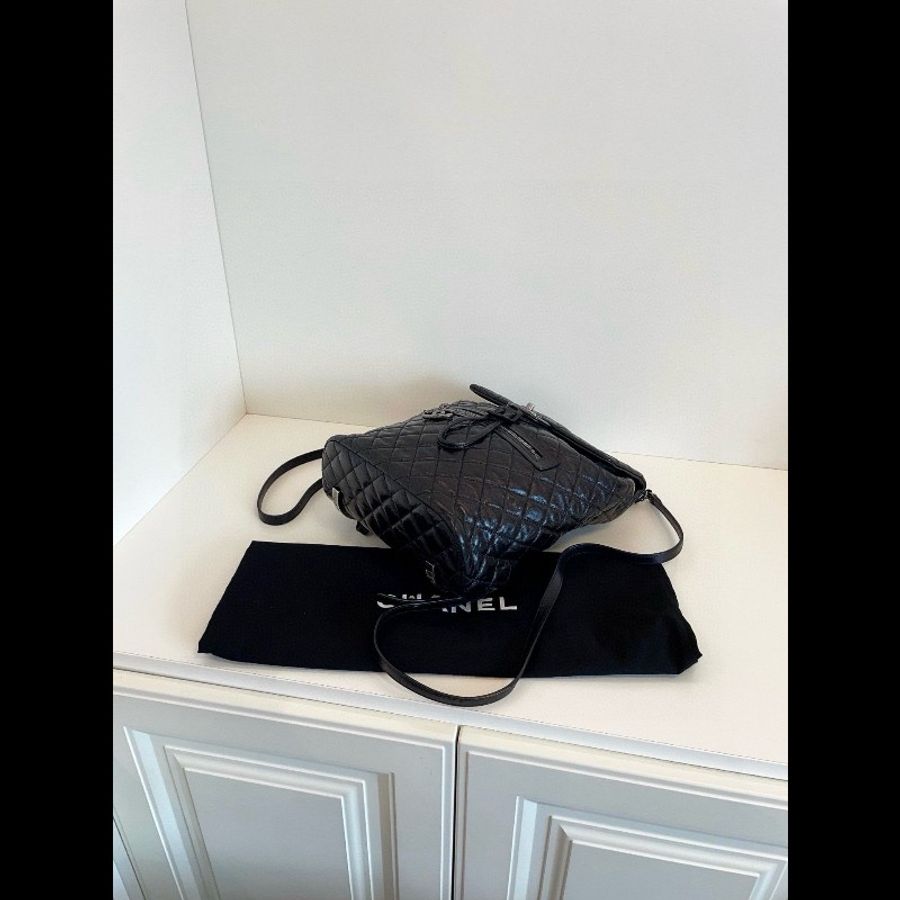 Chanel vintage backpack medium 黑銀-8