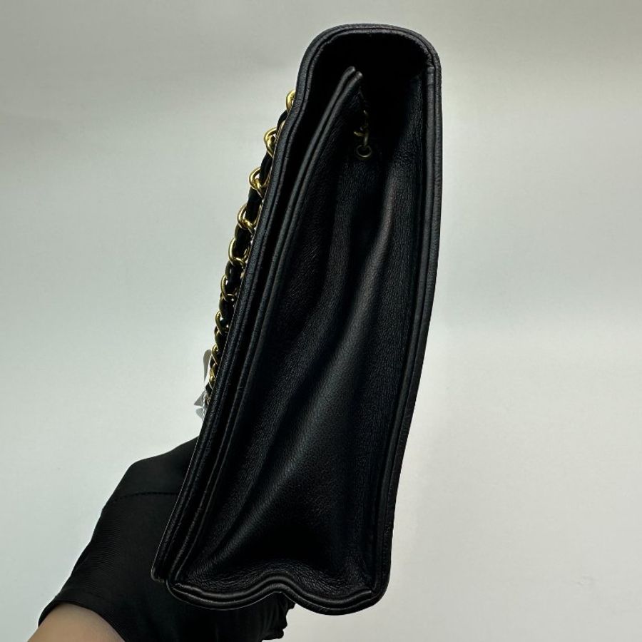 Chanel 香奈兒 黑色 菱格紋絎縫羊皮 鏈條單肩包-2