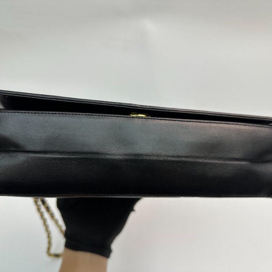 Chanel 香奈兒 黑色 菱格紋絎縫羊皮 鏈條單肩包-4