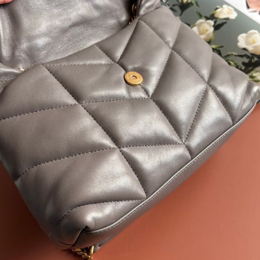 ::Saint Laurent:: YSL 聖羅蘭 LouLou Toy Puffer 灰色雲朵枕頭包 Leather Shoulder Bag-6