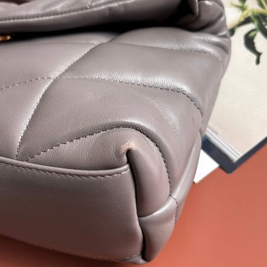 ::Saint Laurent:: YSL 聖羅蘭 LouLou Toy Puffer 灰色雲朵枕頭包 Leather Shoulder Bag-12