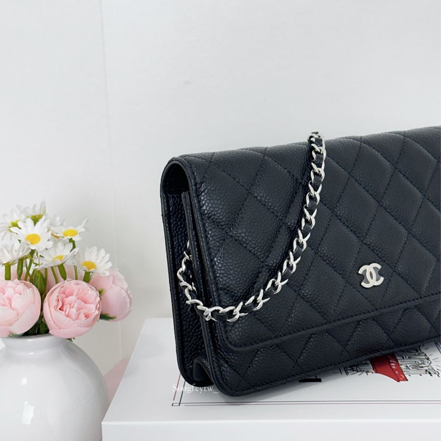 Chanel 經典款 魚子醬WOC-黑銀-4