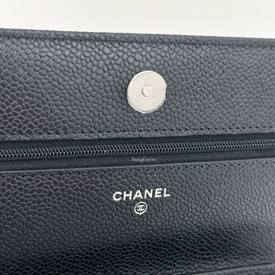Chanel 經典款 魚子醬WOC-黑銀-7