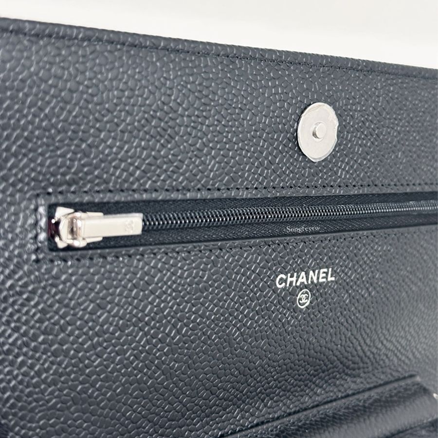 Chanel 經典款 魚子醬WOC-黑銀-8