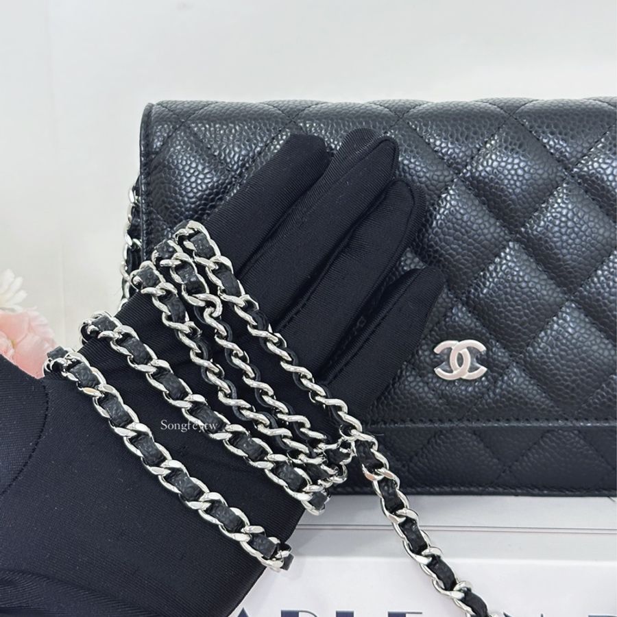 Chanel 經典款 魚子醬WOC-黑銀-9