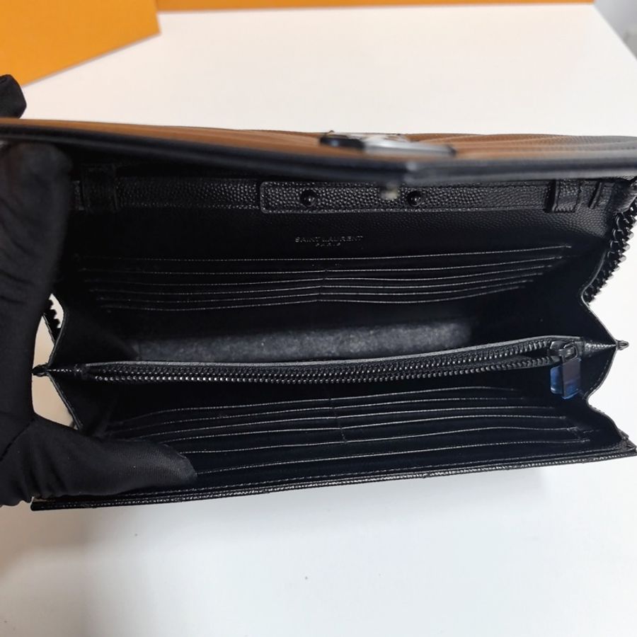 YSL so black魚子醬牛皮 鏈條信封包 約22cm-7