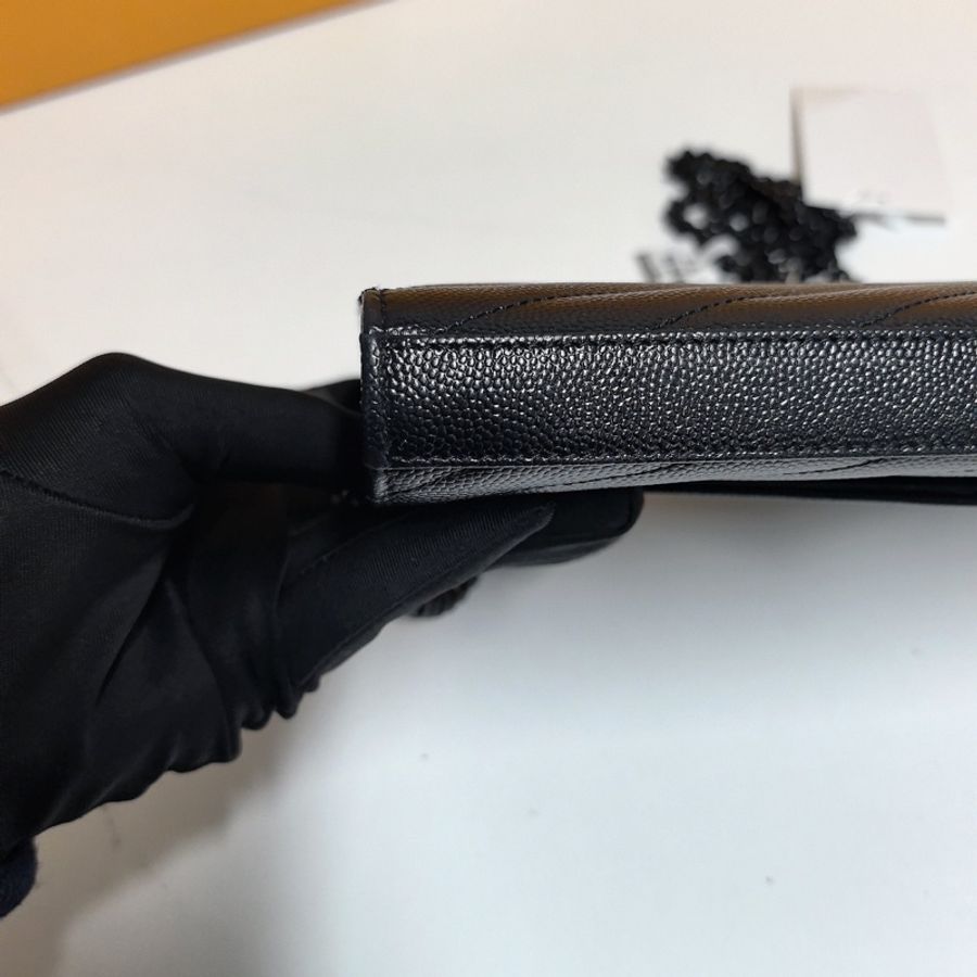 YSL so black魚子醬牛皮 鏈條信封包 約22cm-10