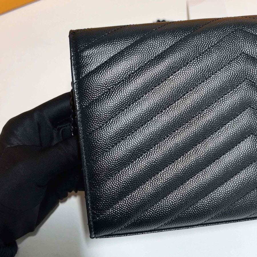 YSL so black魚子醬牛皮 鏈條信封包 約22cm-11