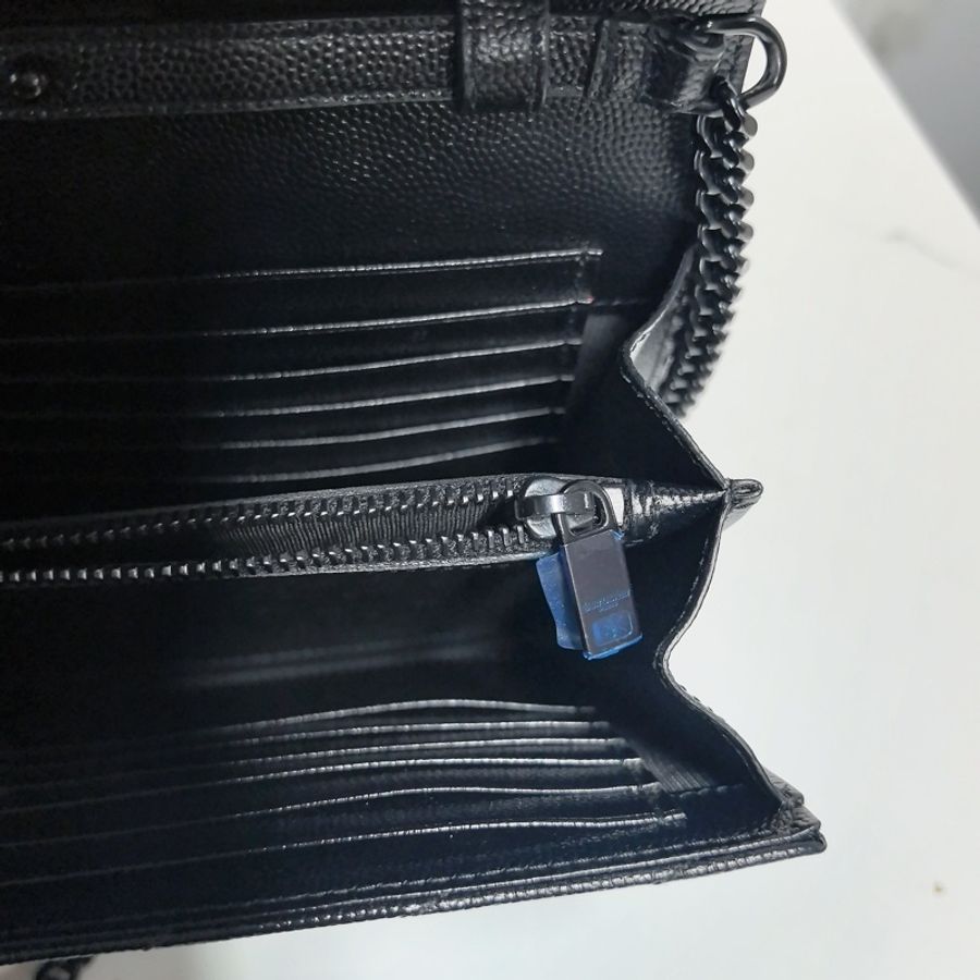 YSL so black魚子醬牛皮 鏈條信封包 約22cm-25