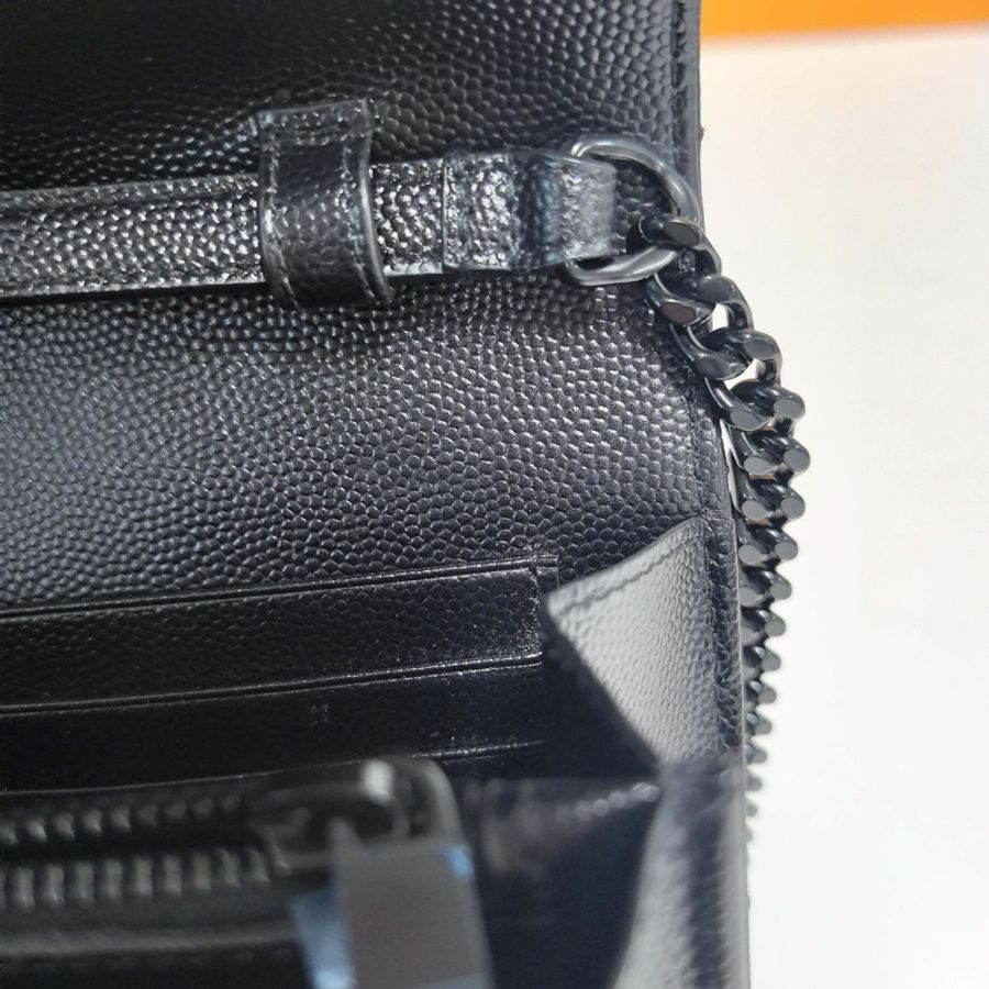 YSL so black魚子醬牛皮 鏈條信封包 約22cm-27