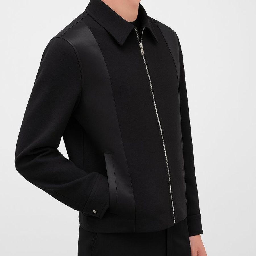 Jil Sander 黑色 拉鍊雙排 絲質內裡 拉鍊夾克 J21DL0247|專櫃 83,200-2