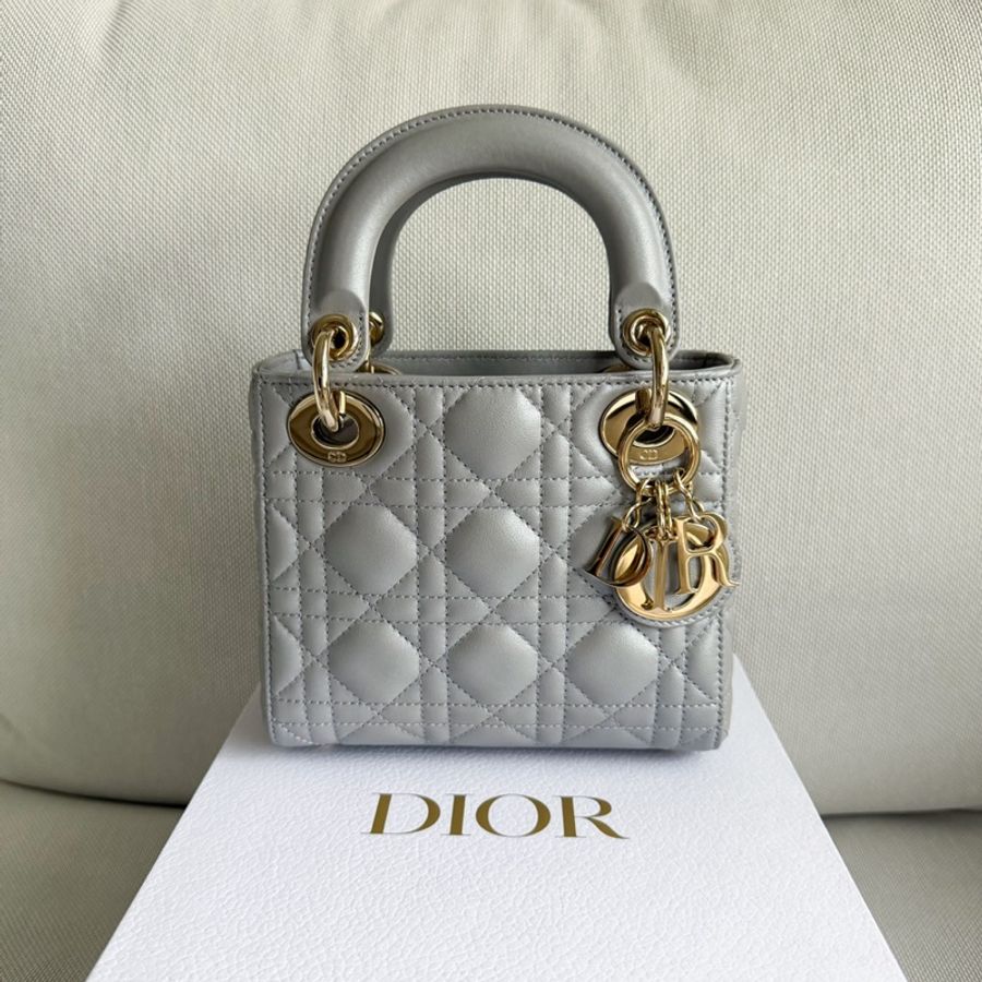 Lady Dior 灰色 三格黛妃包 迷你包-0