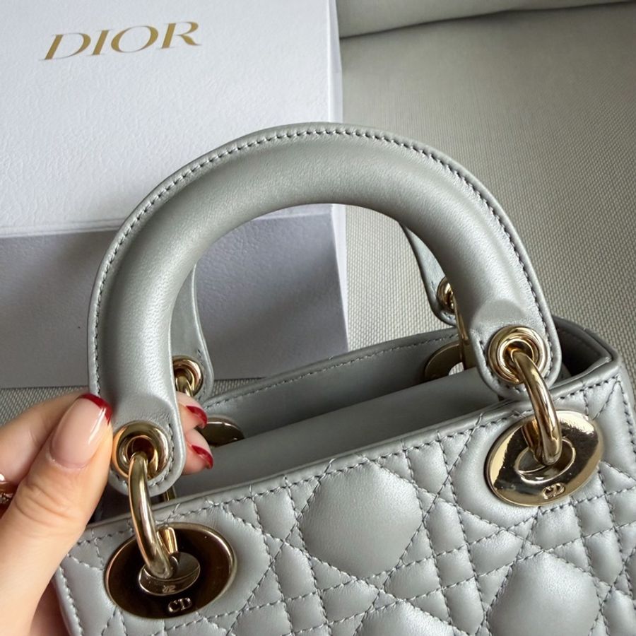 Lady Dior 灰色 三格黛妃包 迷你包-2