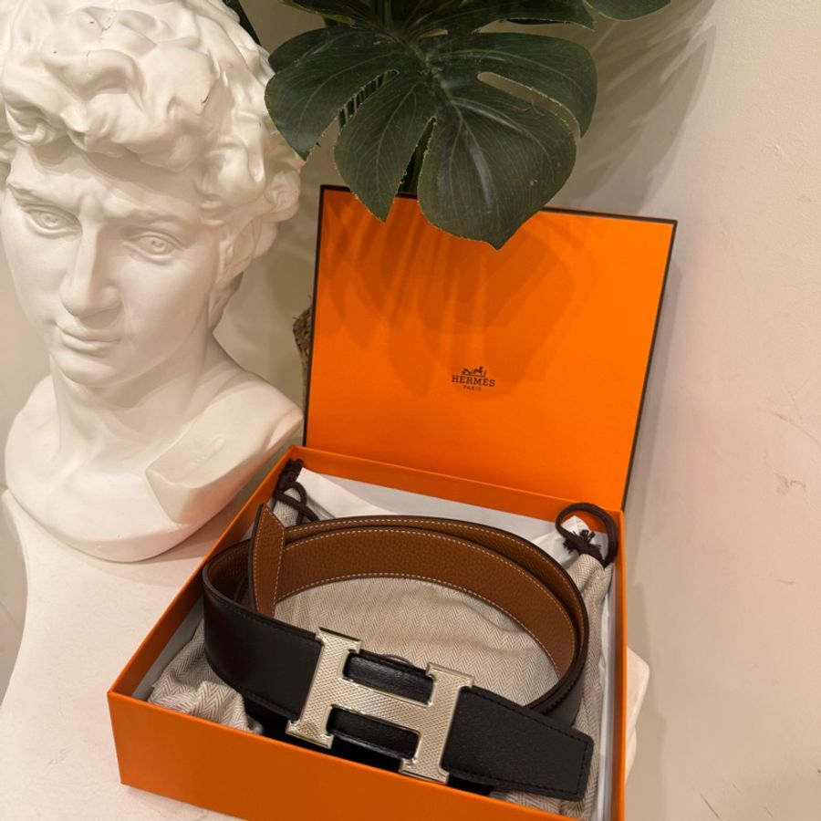 🇫🇷Hermes ✨經典H Guillochee皮帶釦 & 雙面皮腰帶105cm-0