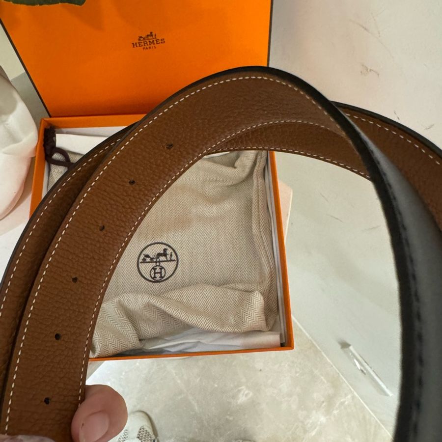 🇫🇷Hermes ✨經典H Guillochee皮帶釦 & 雙面皮腰帶105cm-4