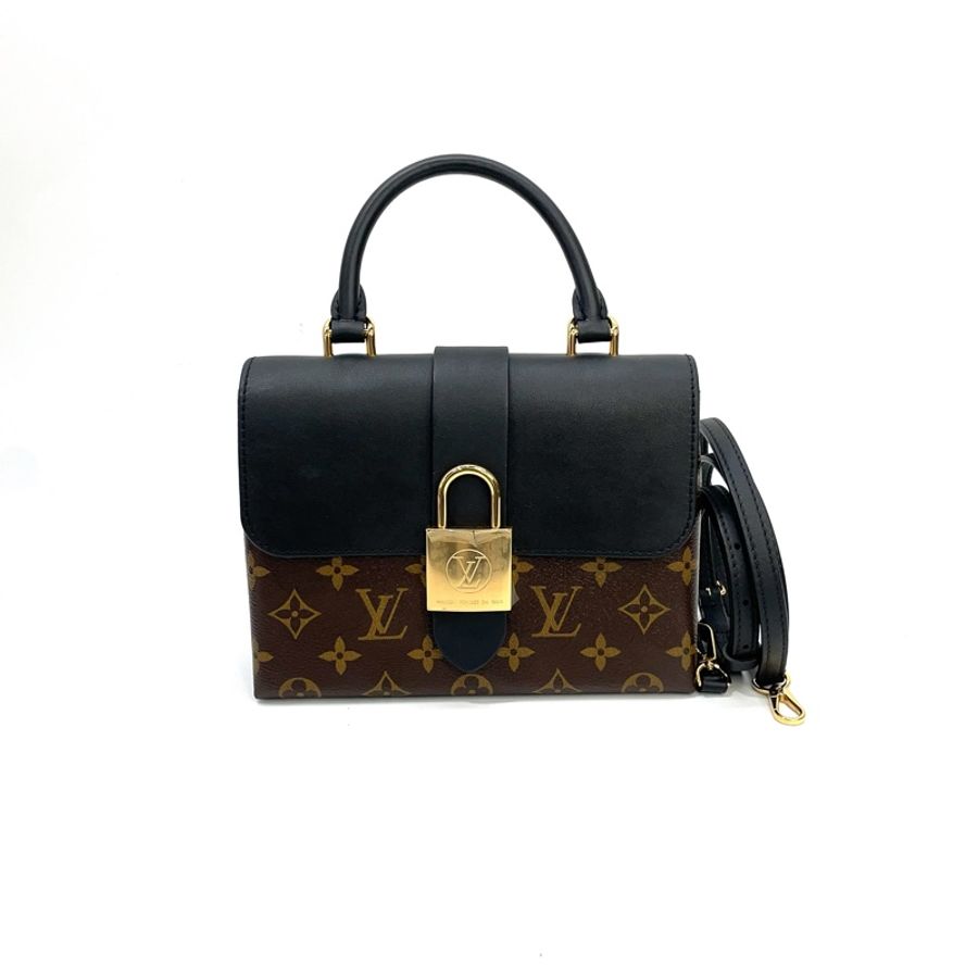 LV 原花拼黑牛皮LockyBB鎖頭手提斜背包 M44141-0