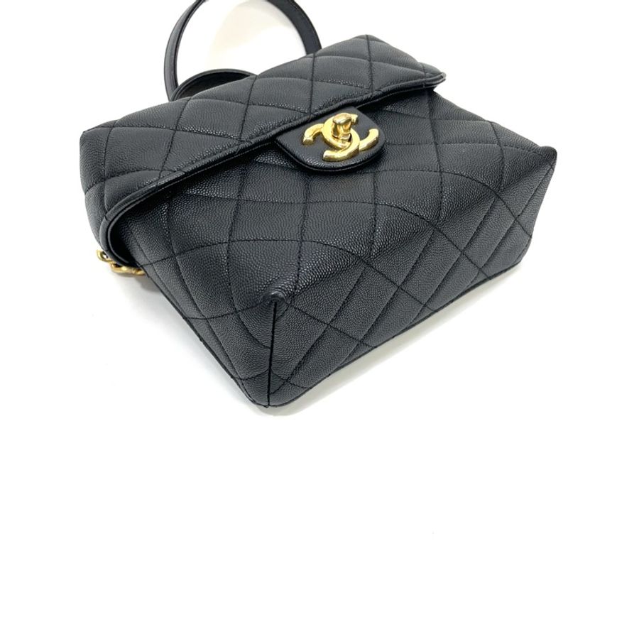 Chanel 黑荔枝牛皮金釦牛奶盒子斜背包 AS3729-5