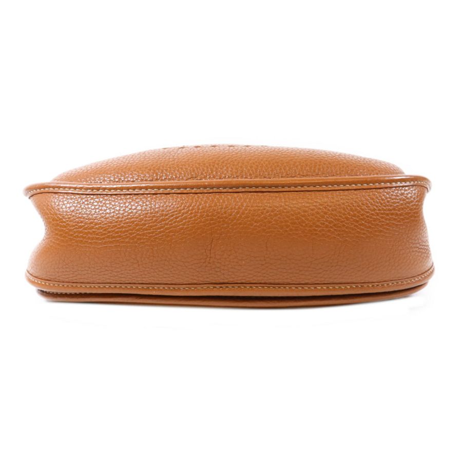 HERMES Clemence皮革Evelyne PM銀扣肩背袋Gold-3