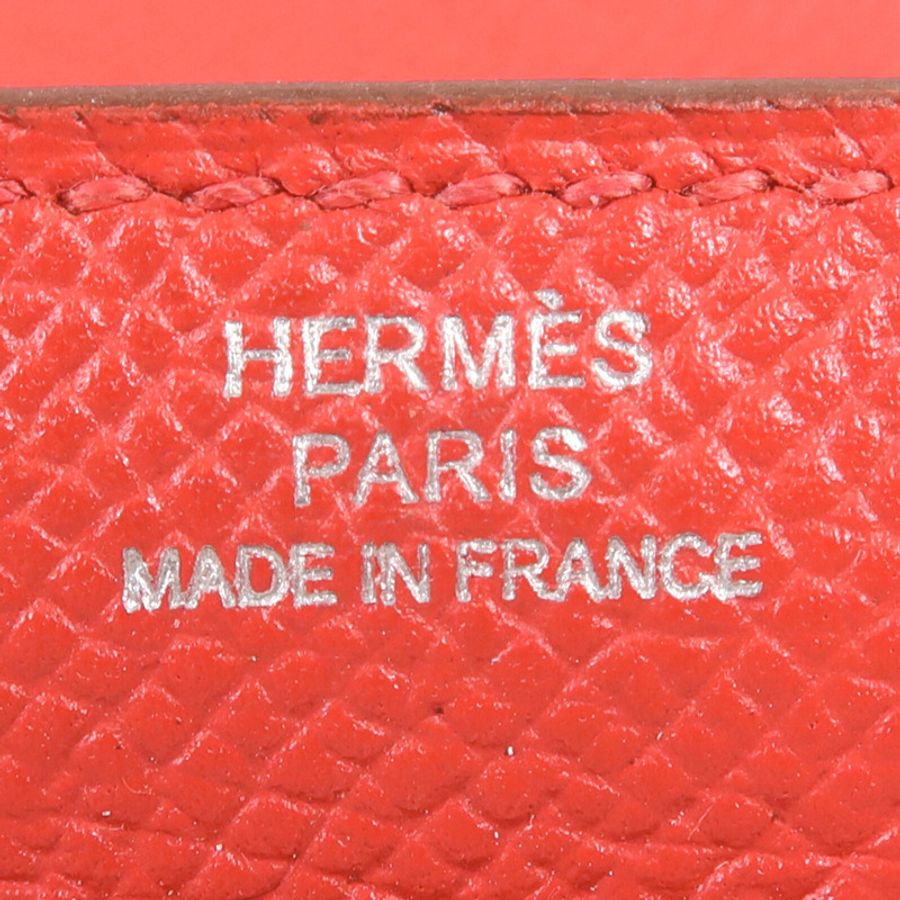 HERMES Epsom皮革Kelly Long Wallet銀扣長錢包Rouge Casaque-5