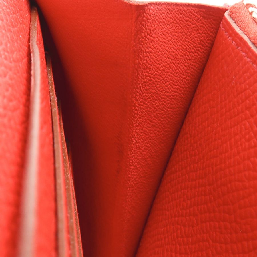 HERMES Epsom皮革Kelly Long Wallet銀扣長錢包Rouge Casaque-17