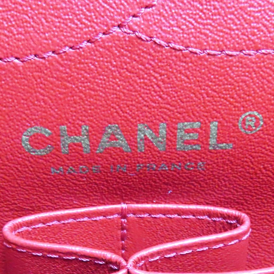 紅色 菱格紋 牛皮 2.55 鍊帶 肩背包 金釦 (無卡)【CHANEL 香奈兒】 A37586-7
