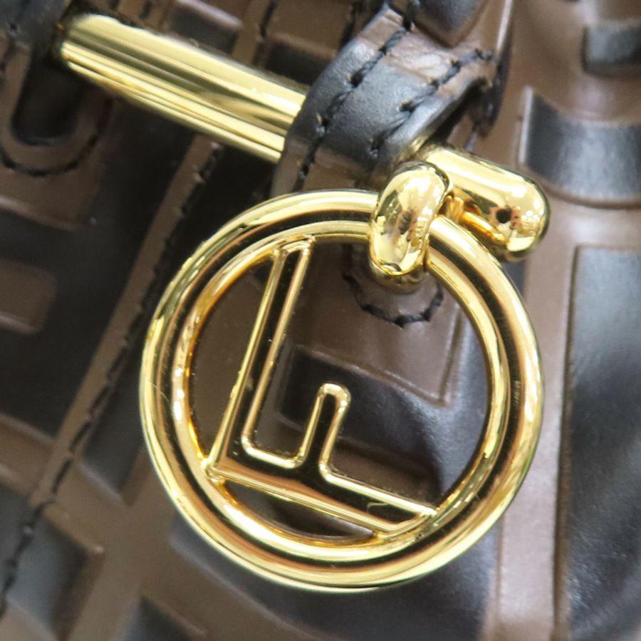 棕色牛皮 Mon Tresor 水桶包肩背【FENDI 芬迪】 8BS010-16