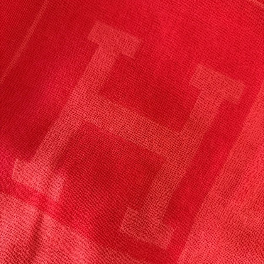 H Logo 喀什米爾羊毛寬版長披肩/圍巾(橘色)-6