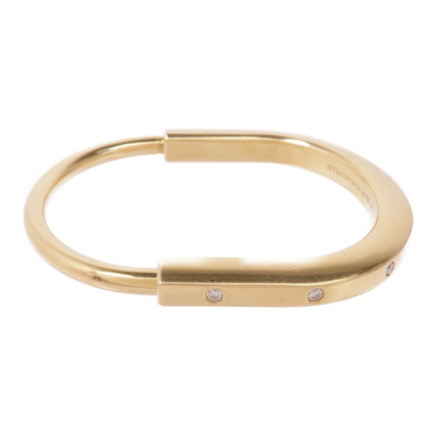 TIFFANY&CO 18K黃金Tiffany Lock鑽石手鐲-2