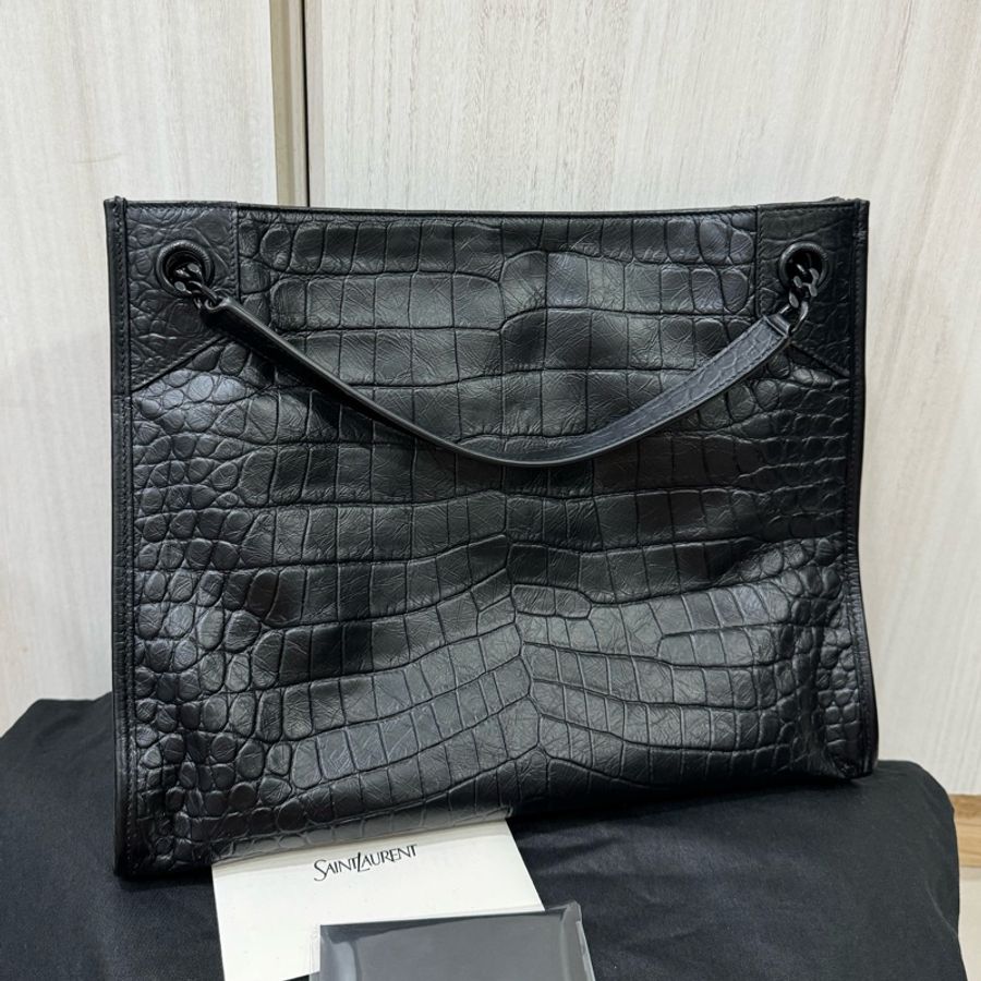 YSL牛皮壓鱷魚紋路Niki shopping bag 購物袋-2