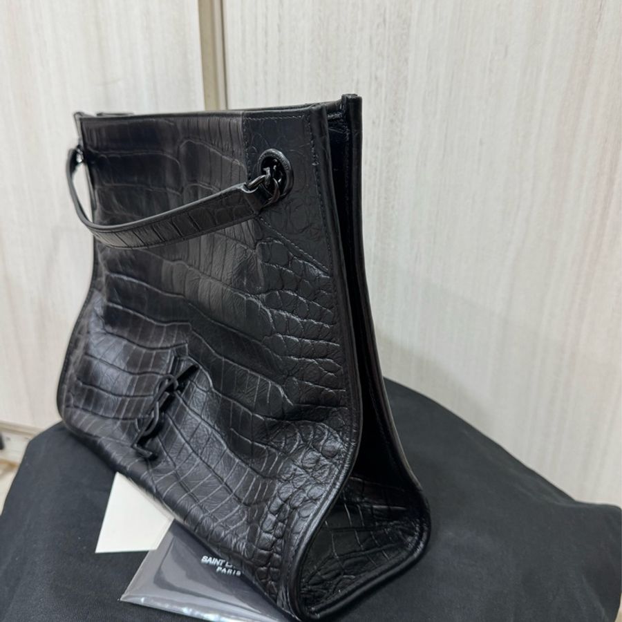 YSL牛皮壓鱷魚紋路Niki shopping bag 購物袋-3