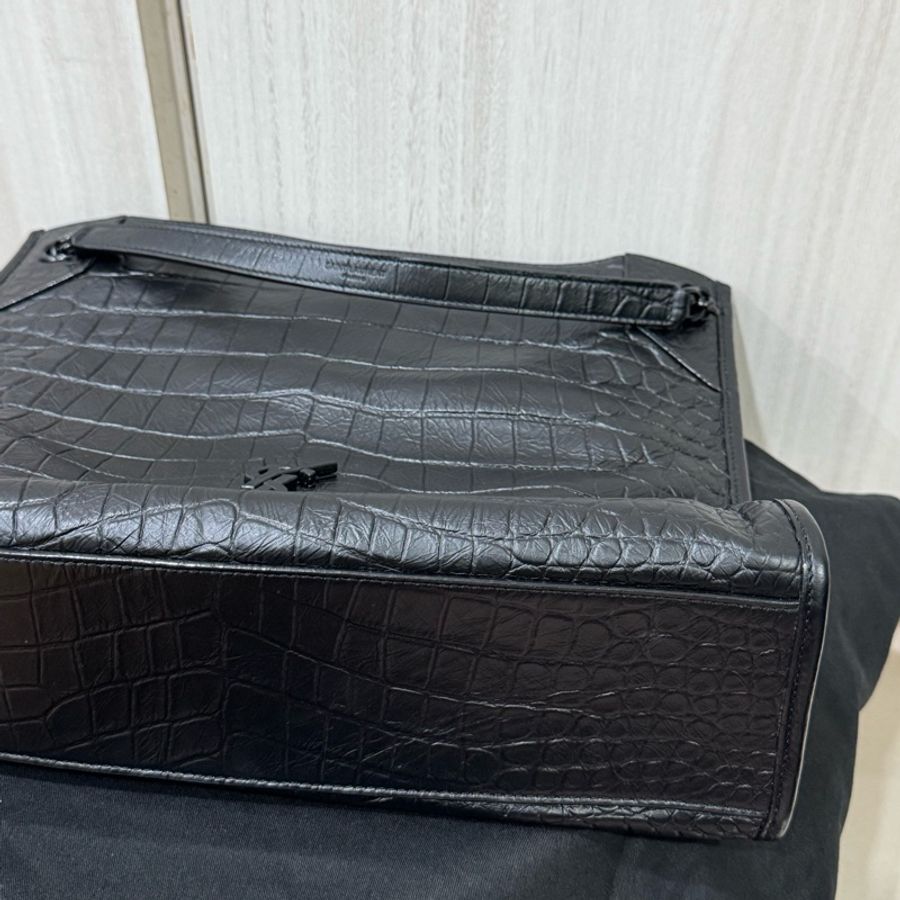 YSL牛皮壓鱷魚紋路Niki shopping bag 購物袋-7