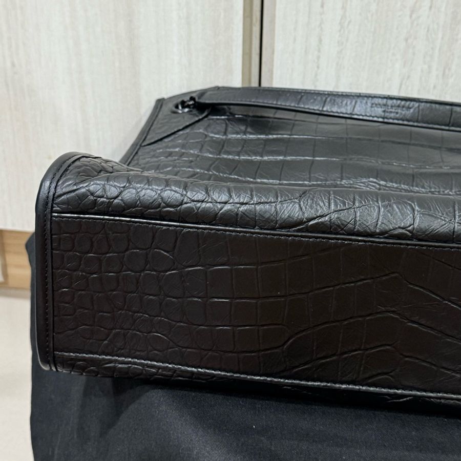 YSL牛皮壓鱷魚紋路Niki shopping bag 購物袋-9