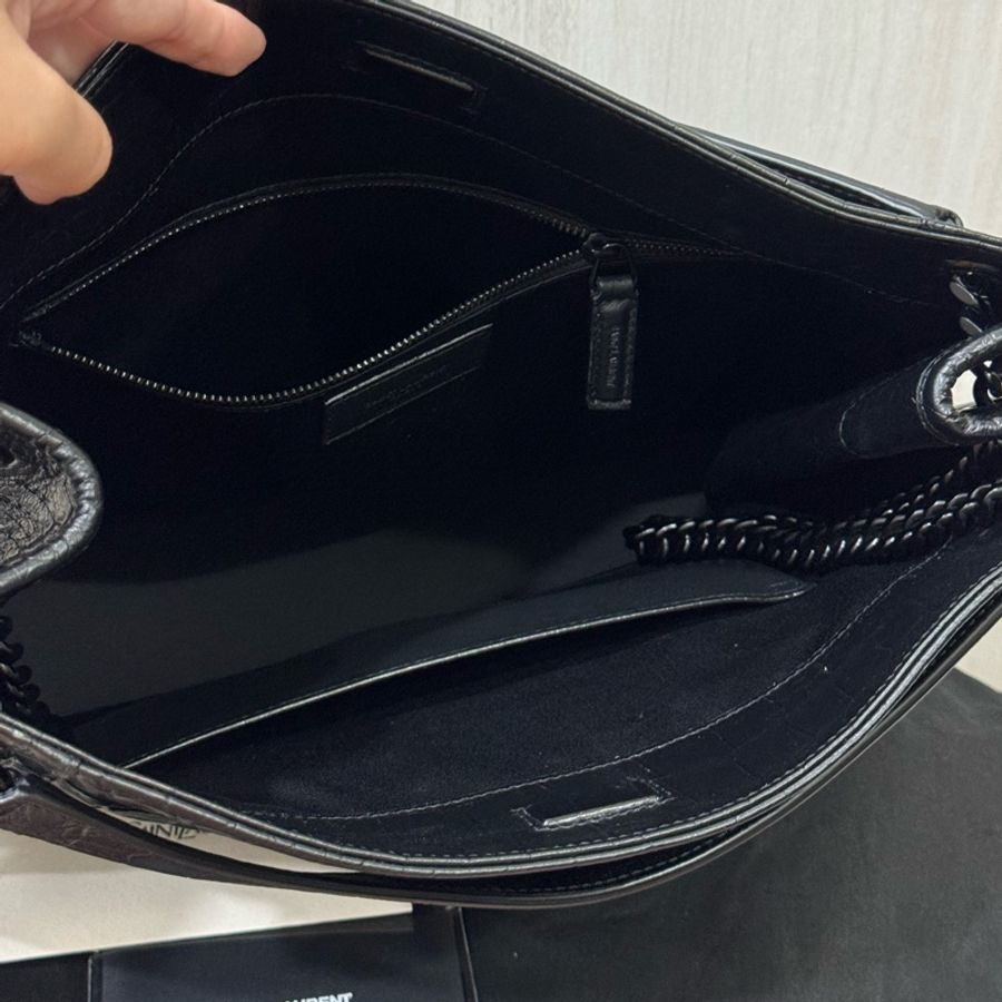 YSL牛皮壓鱷魚紋路Niki shopping bag 購物袋-13