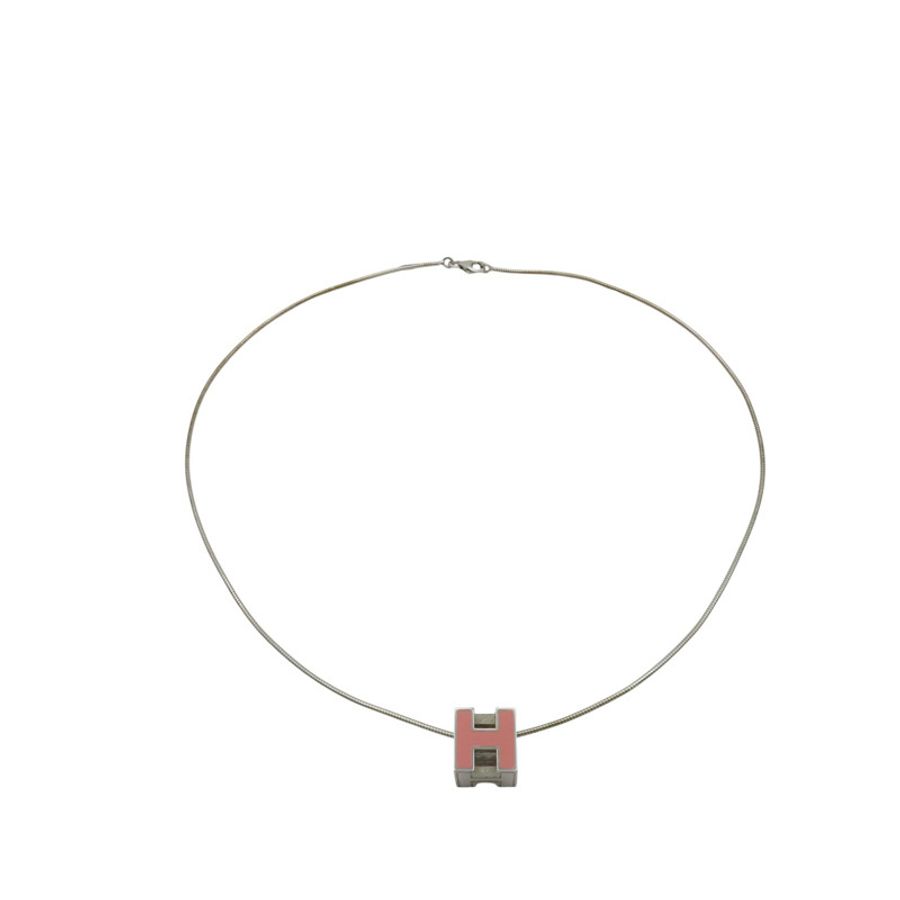 銀色鍍金 粉紅色漆面 Pop H Cube 項鍊【HERMES 愛馬仕】-1