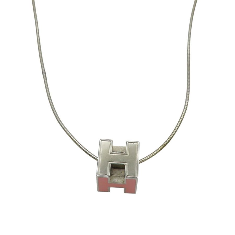 銀色鍍金 粉紅色漆面 Pop H Cube 項鍊【HERMES 愛馬仕】-3