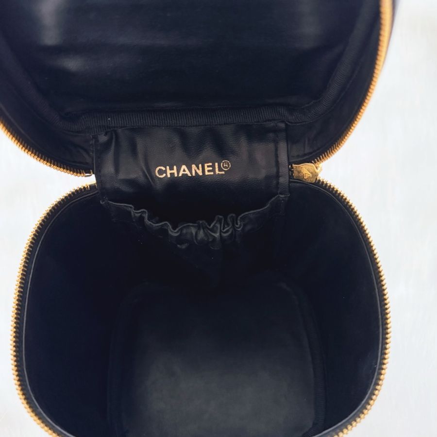 ［出清］CHANEL 香奈兒 小羊皮 平紋菱格 手提化妝包-5