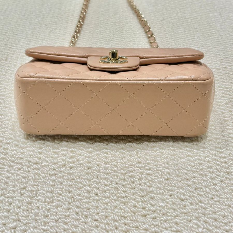 CHANEL - 奶茶色羊皮金釦CF 20cm COCO-5