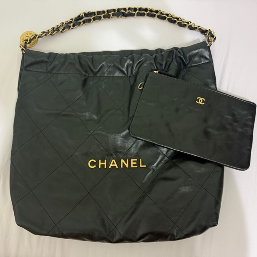 CHANEL 22黑金中號-6