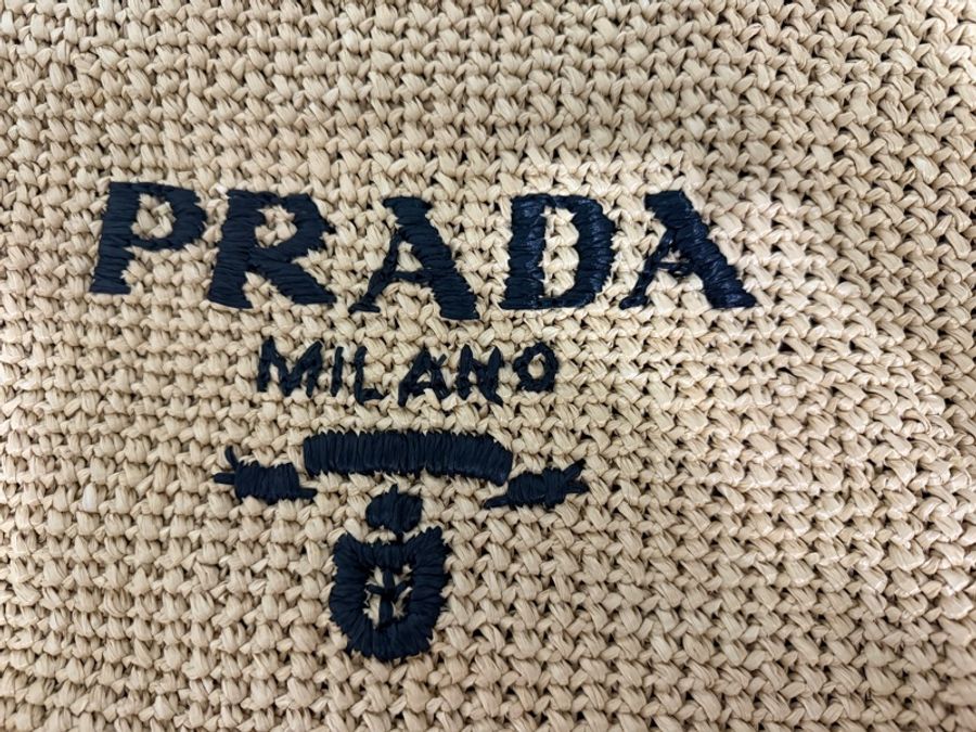 Prada拉菲草大號編織托特包-1