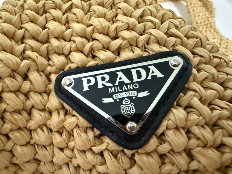 Prada拉菲草大號編織托特包-2