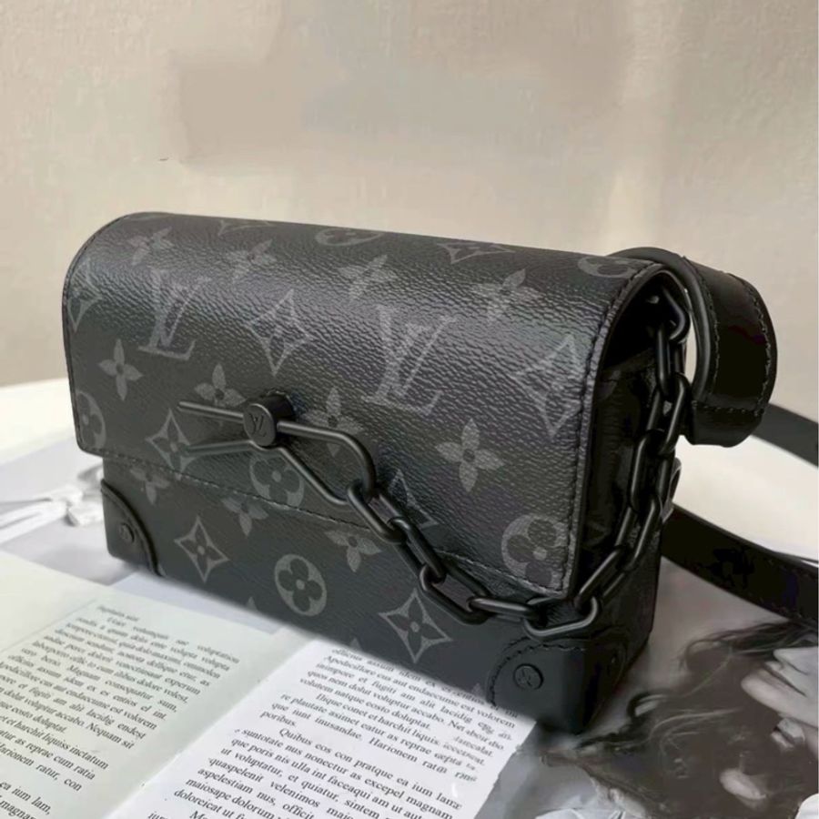 王嘉爾同款😍Lv 黑花mini soft trunk插銷盒子包斜挎單肩包-5