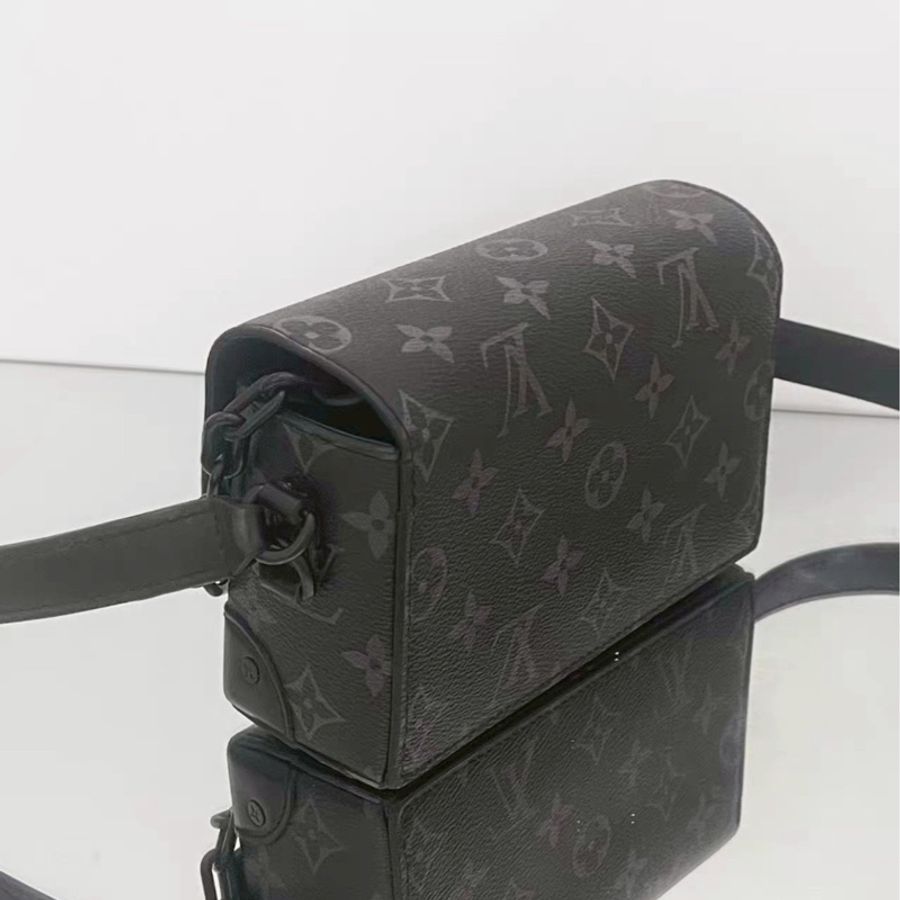 王嘉爾同款😍Lv 黑花mini soft trunk插銷盒子包斜挎單肩包-7