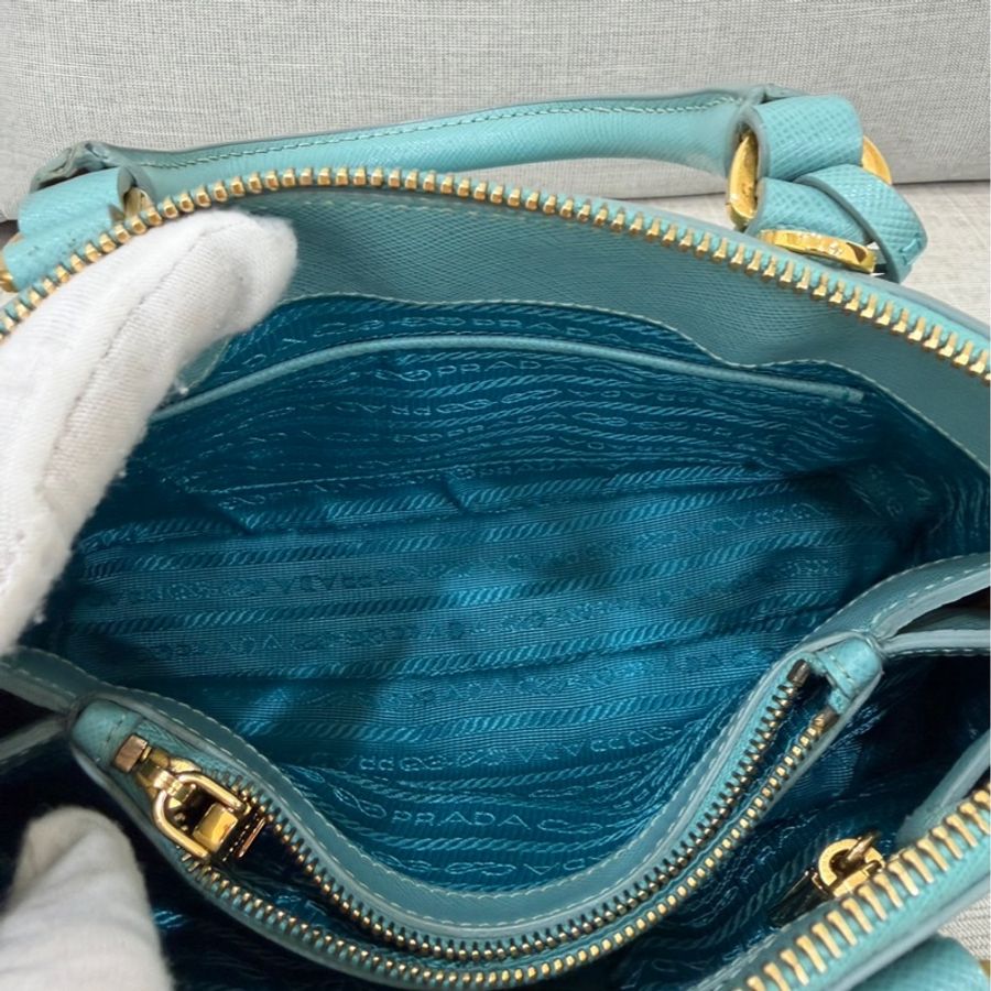 PRADA 貝殼包 手提包 斜背包淺藍色-29