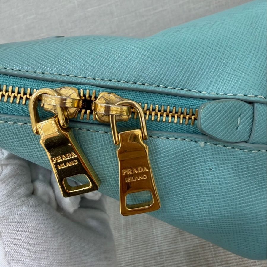 PRADA 貝殼包 手提包 斜背包淺藍色-75