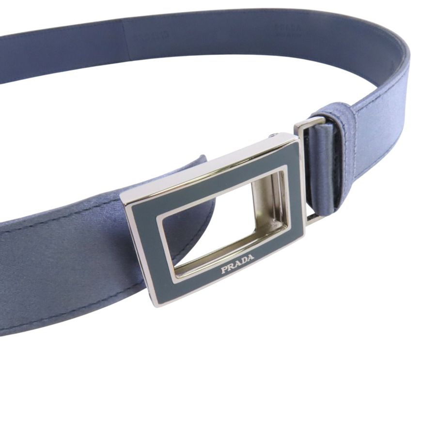 PRADA 緞質Lady Belt 銀扣皮帶-3