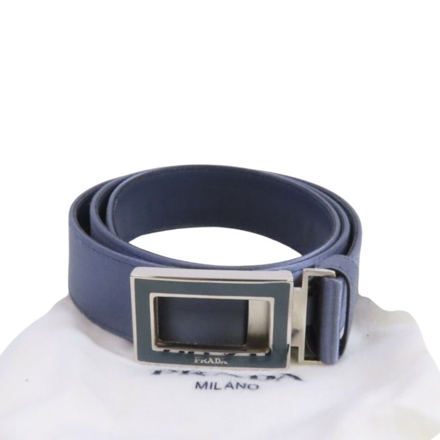 PRADA 緞質Lady Belt 銀扣皮帶-9