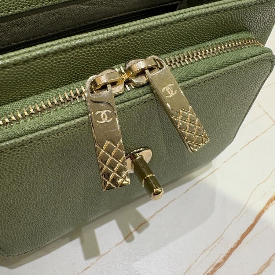 *SHIHNA名牌精品*Chanel business affinity bag郵差包 mini flap 荔枝牛皮 綠色金鍊(保卡)-6