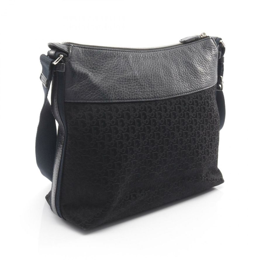 Christian Dior Street Chic Trotter 單肩包,帆布皮革,黑色/海軍藍,二手-1