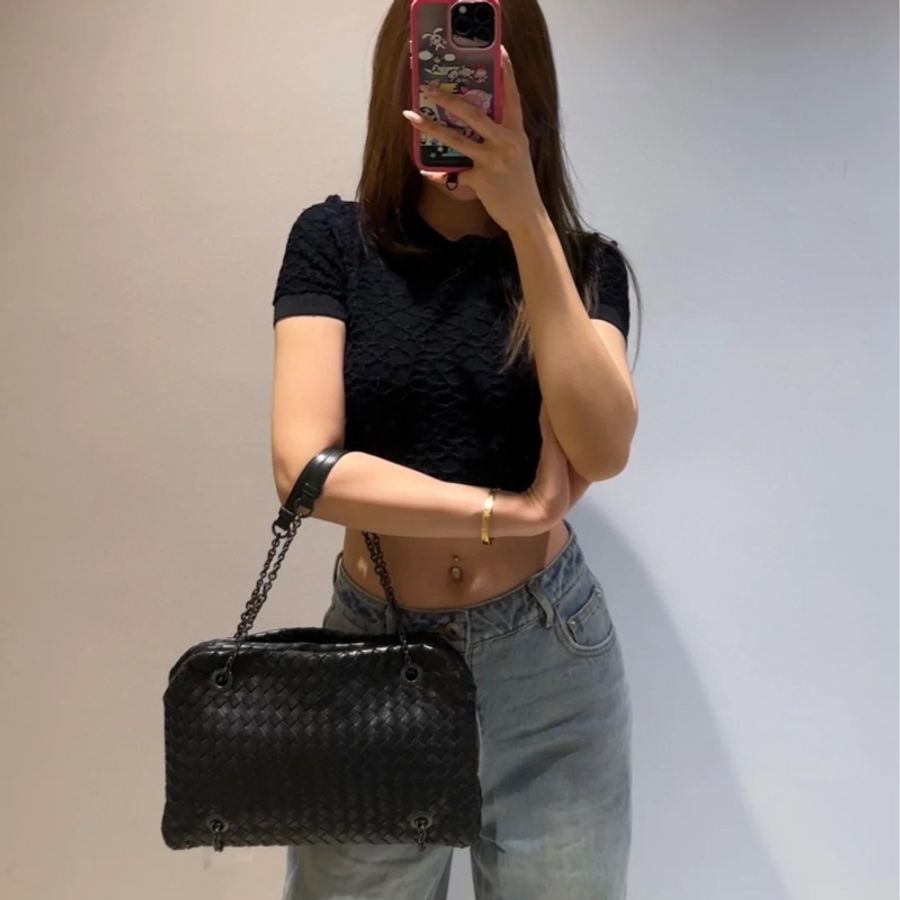 BOTTEGA VENETA  Nappa Intrecciato Duo 灰黑 肩背包 手提包 側背包 斜背包-3