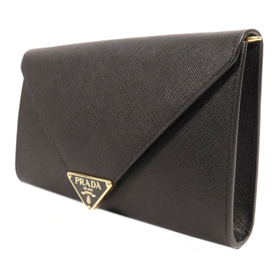 PRADA 牛皮皮革Chain Shoulder金扣鏈帶肩背袋-2